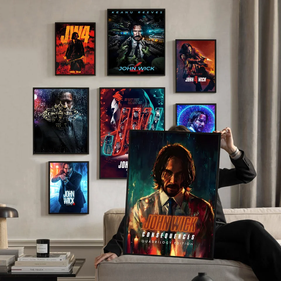 Film John Wick Kapitola 4 Keanu Reeves Dobrá kvalita výtlačkov a plagátov vodotesná papierová nálepka kaviarne Plagáty