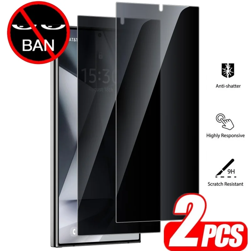Film na ochranu súkromia 2pcs pre spoločnosť Samsung Galaxy S24 Ultra S25 23 22 21 Predchádzanie temperovaným sklom pre Samsung S24 25 23