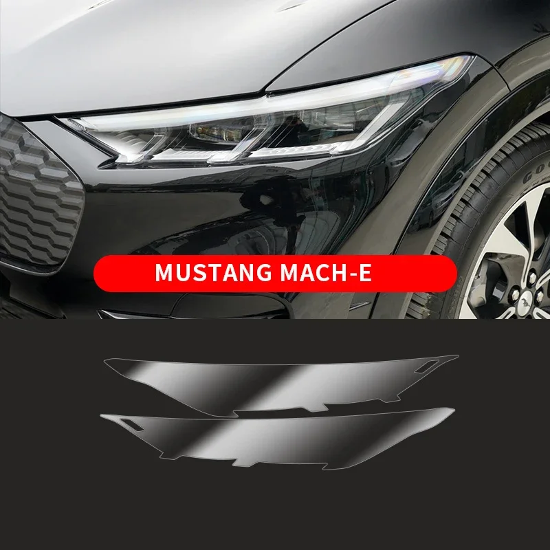 Film predného svetlometového filmu 2pcs pre Ford Mustang Mach-e TPU priehľadný ochranný film Exteriérový objemový prúžk na nálepku auta