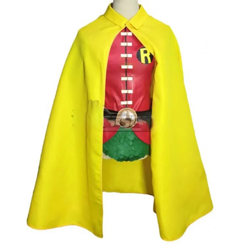 Film Robin Boy Wonder Cosplay kostým kostým dospelých unisex žltý plášť zelený šortky maskovanie obleku Halloween Uniform Outfit