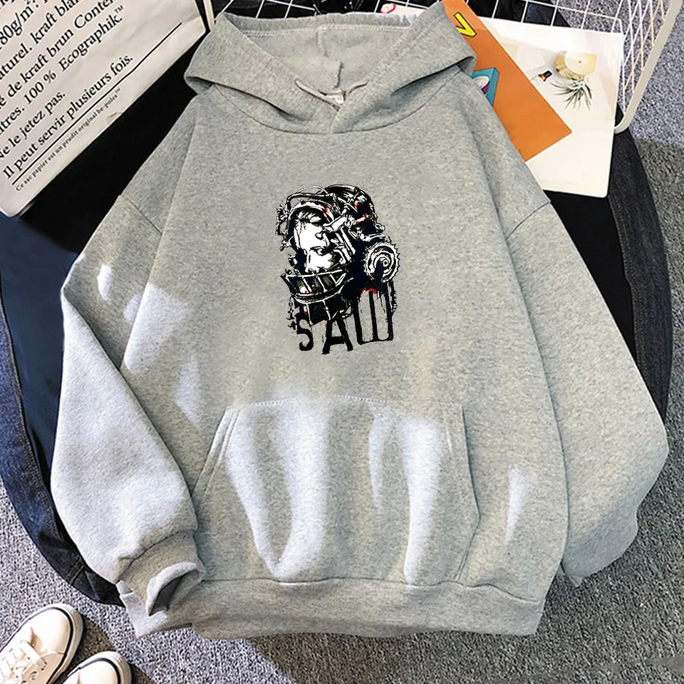 Film SAW Jigsaw Horror Classic Classic tlated Hoodie Funko pop vintage mikina pre jeseň/zimné retro oblečenie Moletom thriller