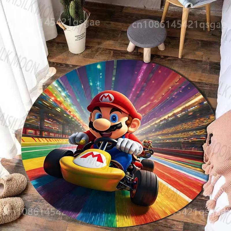Film Super Mario tlačený okrúhly koberec, spálňa, Carpte v obývacej izbe, rohožky, dekorácia na stole pohovky, koberec oblasti, podlahová podlaha pre darčeky