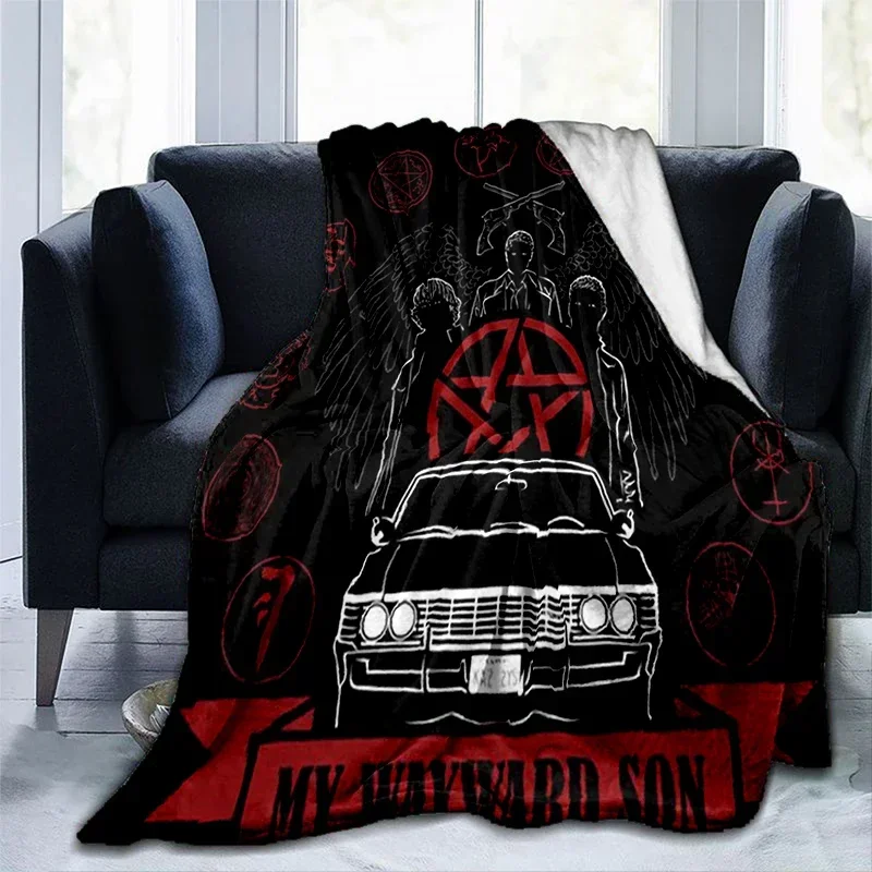 Film Supernatural - Zlá tlačená prikrývka, prikrývka módnej teplej príruby, pikniková prikrývka, posteľná prikrývka, darček k narodeninám