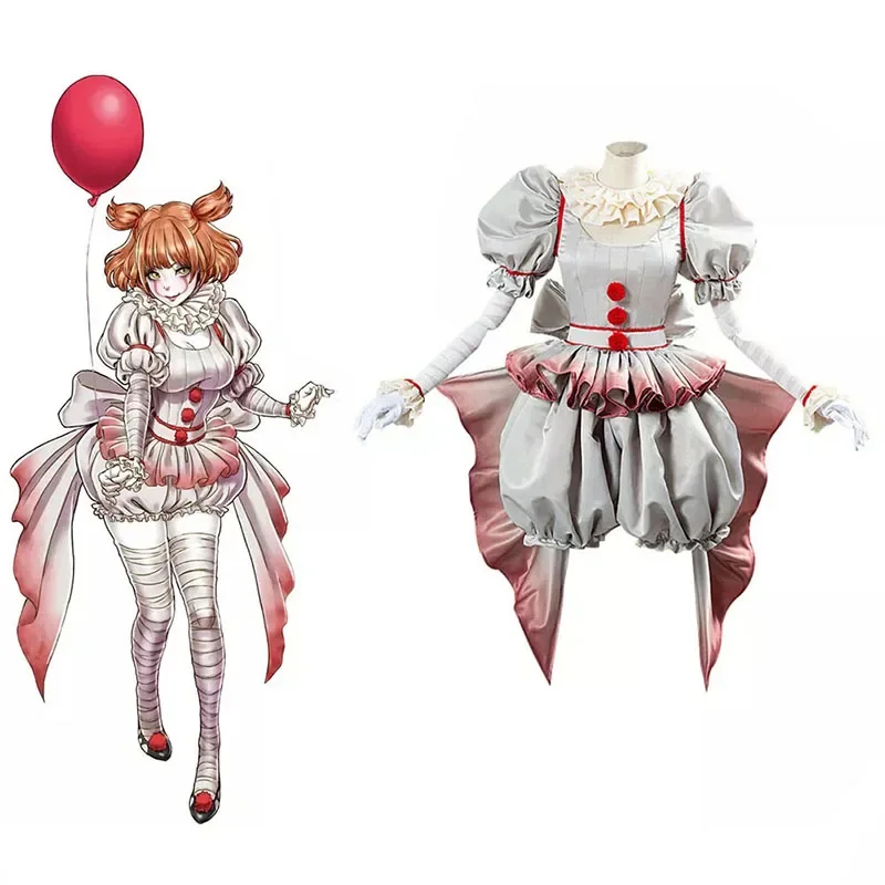 Filmový klaun pennywise cosplay kostýmy Halloween Girls outfit Horror lolita oblečenie dám fantasy šaty karnevalové párty