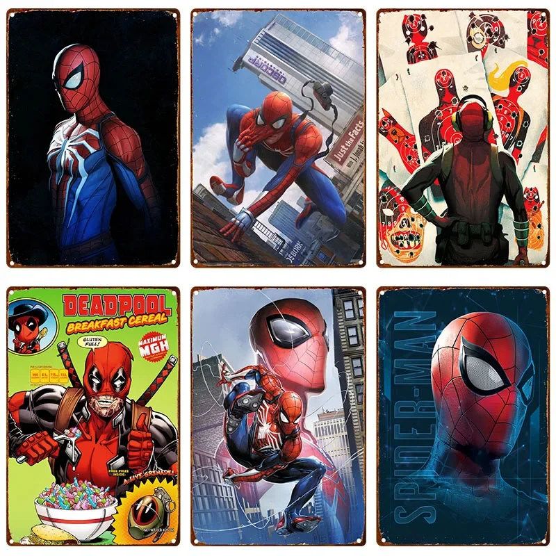 Filmový kovový plechový znak tanier superhrdina spiderman kapitán Amerika plagáty kaviareň Cafe Bar Man Cave Vintage Metal Pleque