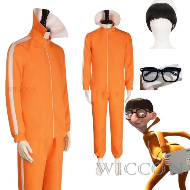 Filmový vektor cosplay kostým oranžový jakect nohavice oblečenie set huby v tvare parochňu halloween luxusný obleky