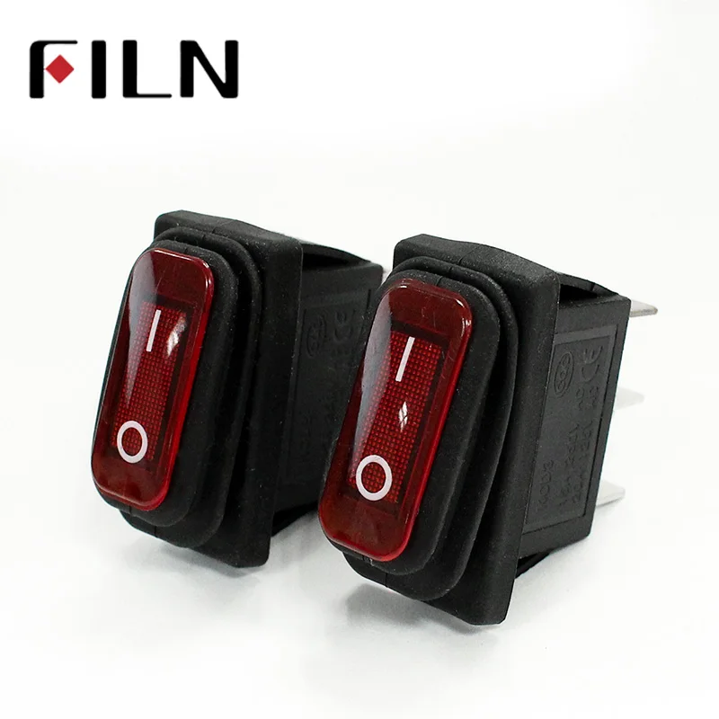 Filn KCD3 220V IP67 nepremokavá mini na vypínač prepínač 3 kolíky kryt auta pomlčka Spst Rocker Switch