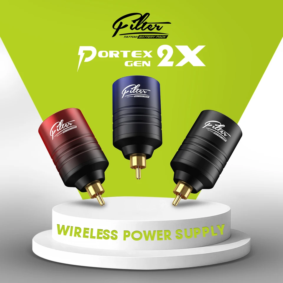 Filter portex gen2x tetovanie batérie bezdrôtového napájacieho napájania pre konektor RCA Tattoo Machine 1300 mAh