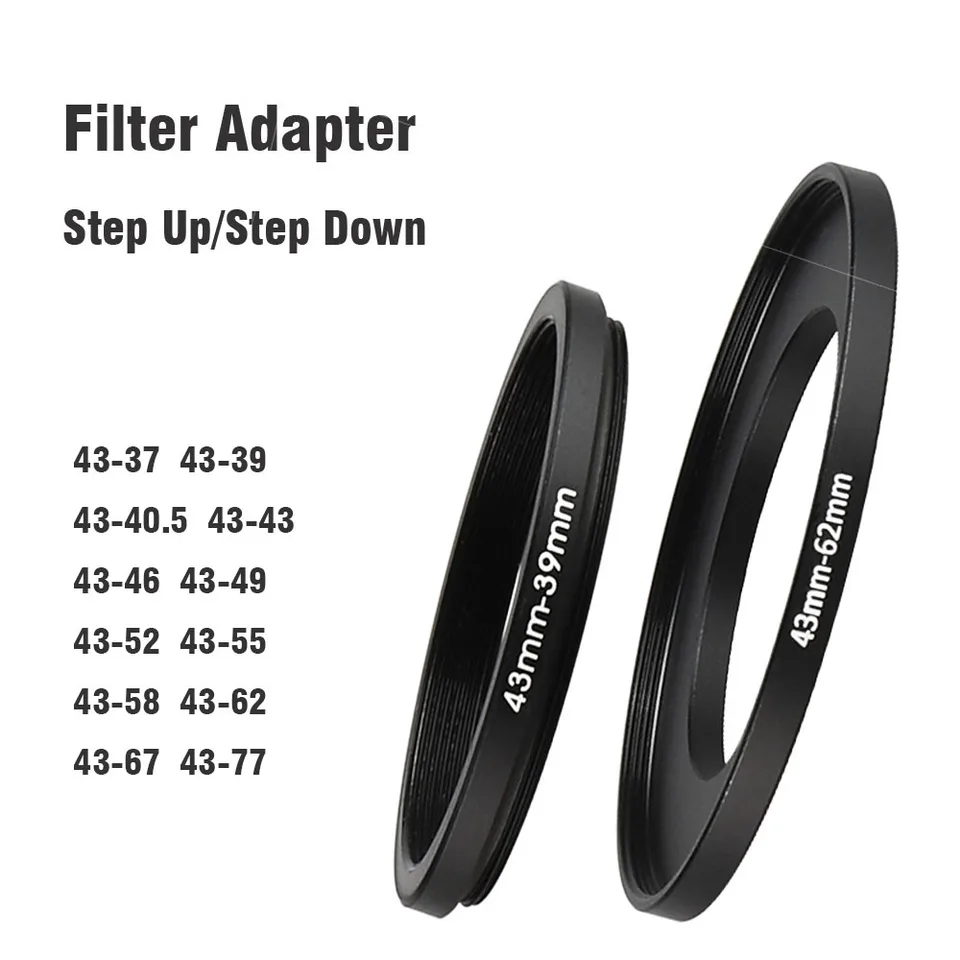 Filterový adaptér s fotoaparátom Kruhový prsteň kovový kov 43 mm - 37 39 40,5 46 49 52 55 58 62 67 72 77 mm pre UV ND CPL Hood atď.