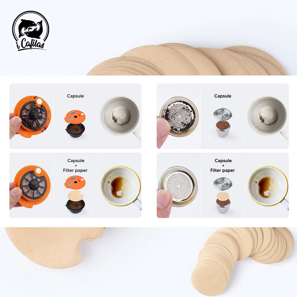 Filtre na jednorázové papierové filtre pre Bosch Tassimo & Nespresso a La Vazza Mio Coffee Opätovne použiteľné kapsuly