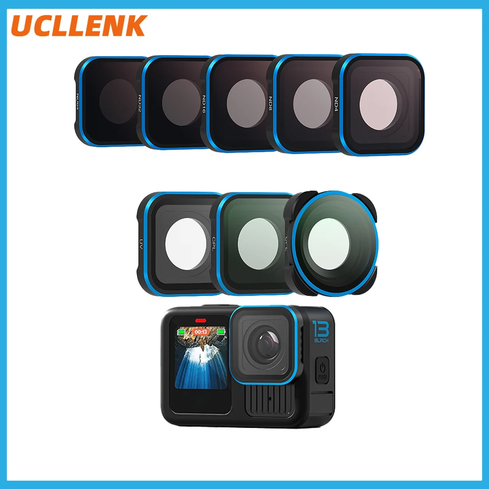 Filtre šošoviek nastavené pre GoPro Hero 13 UV CPL ND4 ND8 ND16 ND32 ND64 Trvanné vodotesné filtre pre GOPRO 13 KOMPITA