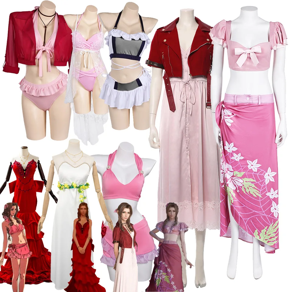 Final Cos Fantasy Aerith Tifa Yuffie Cosplay Swimsuit Bikinis Swimwear Kostýmy Ženy Dospelé oblečenie Halloween Party Masguise Suit
