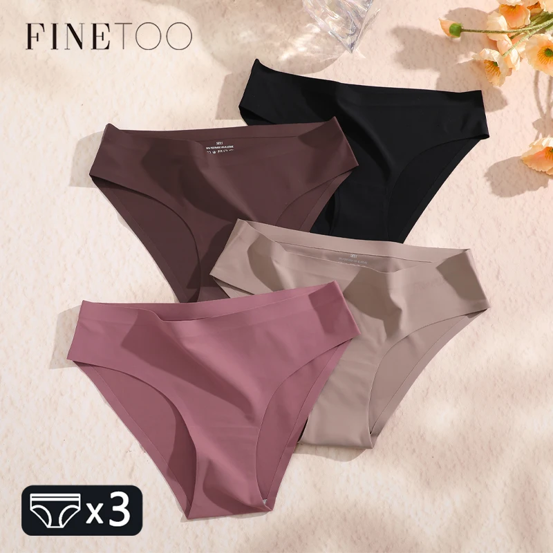 FINETOO 3KS/SET SUSPLESS PANCIES Ženy Sexy spodná bielizeň ľadové hodvábne nohavičky Nízky pás spodky Dievčatá Soft