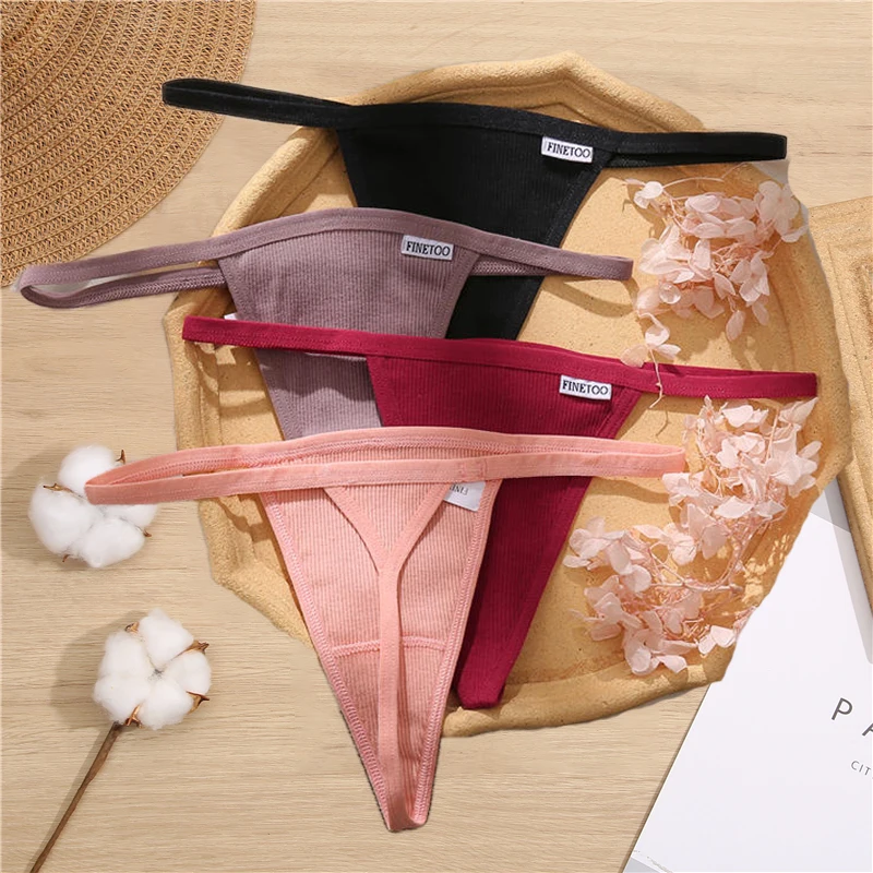 Finetoo ženy sexy bavlna s nízkym pásom nohavičky tangy ženské spodné prádlo T-Back dámske dámske briefs dievčatá M-xl Bikini spodná bielizeň