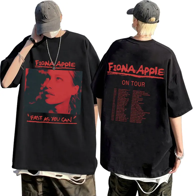 Fiona jablko rýchlo, ako je to možné, na Tour Print Tričko Male Masked Rock Style Nadmerná rukáv Men Men ženy vintage ležérne tričko