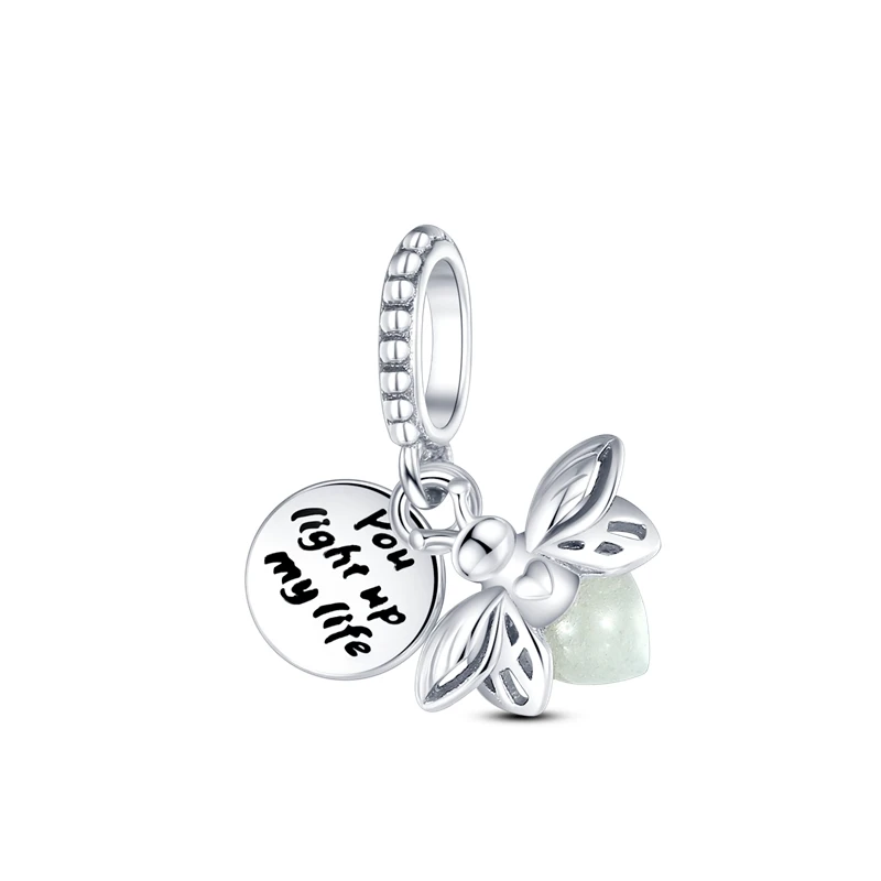 Firefly Dangle kúzla žiaria v tmavom striebornom prívesku Fit Fit Original Charm Clacelet DIY pre ženy