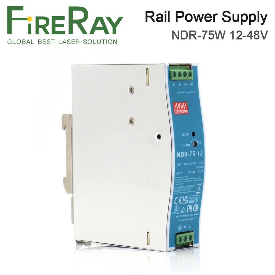 Fireray Original Meanwell 75W Rail Switch Dodávka NDR-75 12V 6,3A / 24V 3,2A / 48V