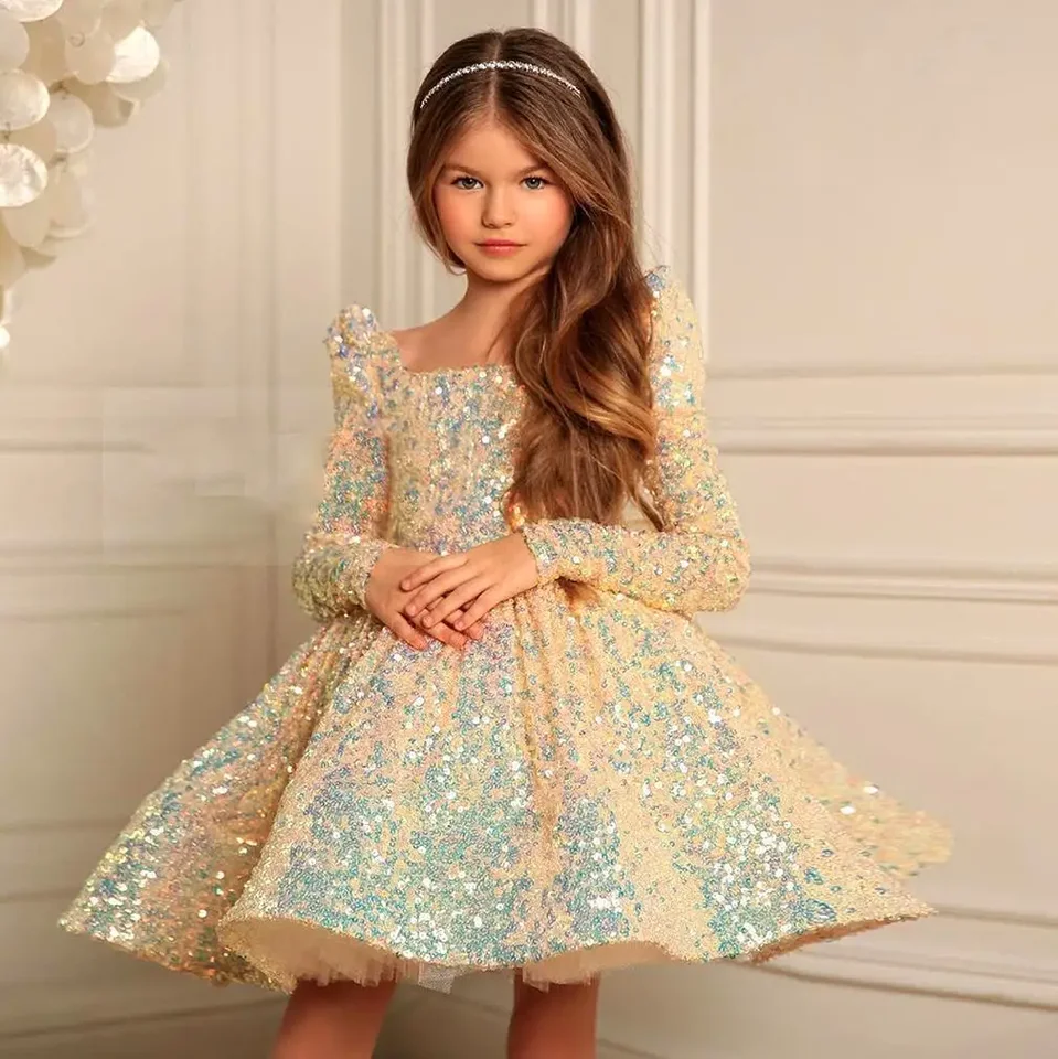 First Communion Girl DetS Svadobné šaty pre dievčatá v ponuke Detské princezné šaty Lolita Cosplay Party Elegantné dieťa