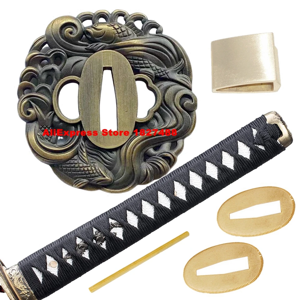Fish Tsuba Japonský samurajský strážca meč Kashira menuki fuchi habaki seppa rukoväť pre kovania zliatiny katany