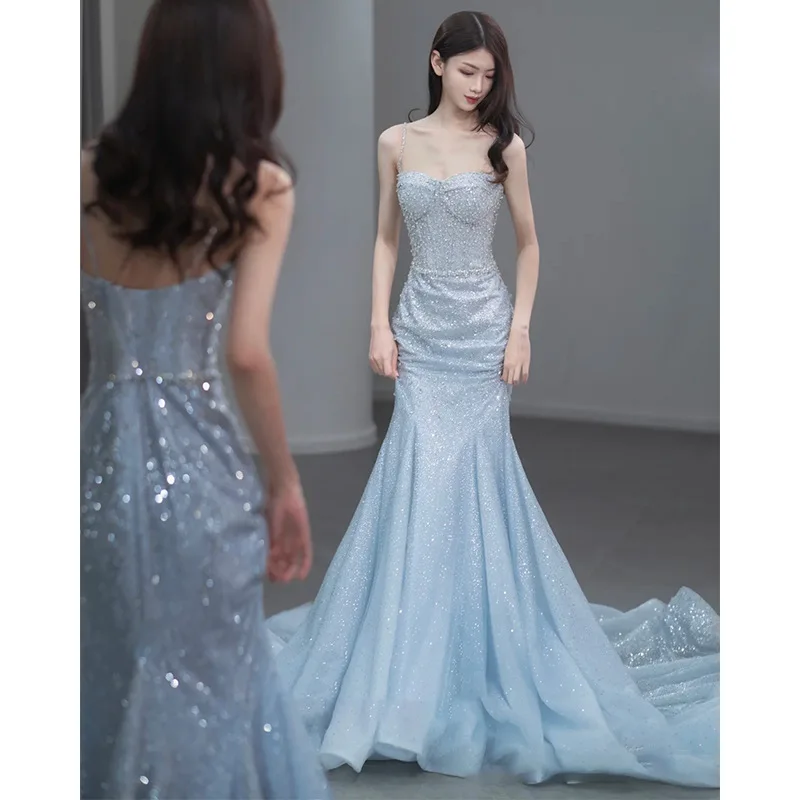Fishtail Evening Dress Vysoký model móla študentskej umeleckej skúšky toastov