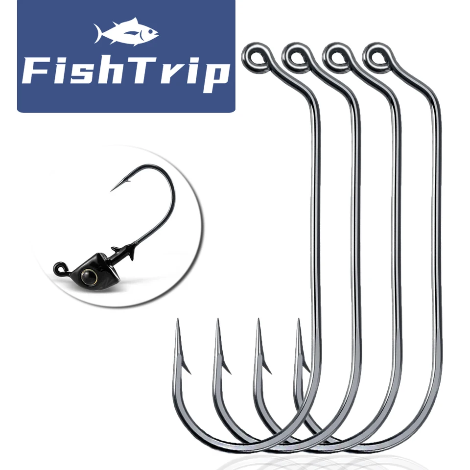 Fishtrip 60 stupňov Round Ohyb Jig Hook Worm návnada Rybársky háčik mäkký plastový háčik Aberdeen pre jighead plesní