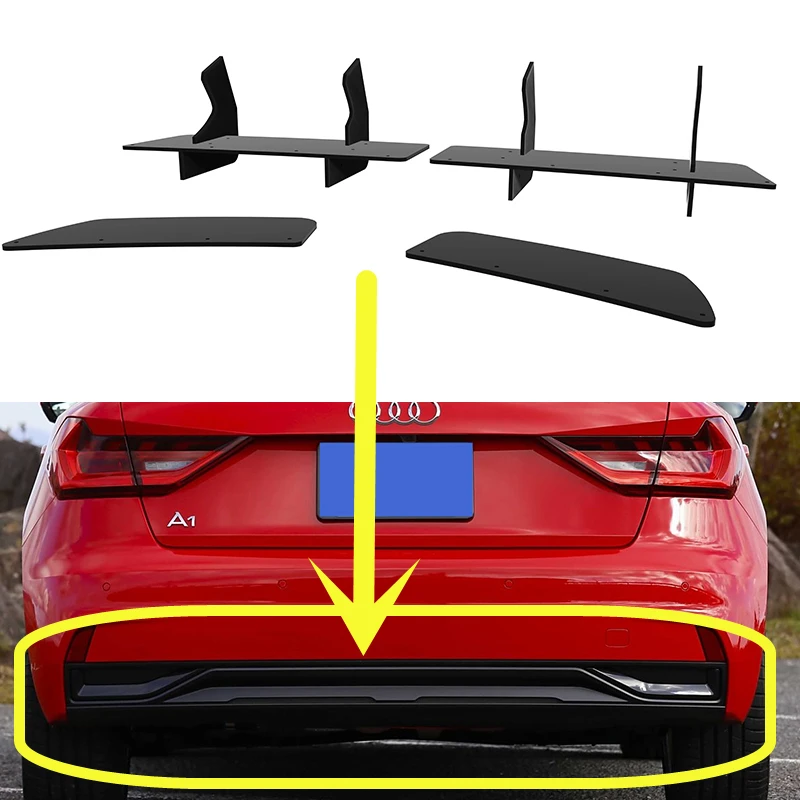 Fit Audi A1 japonská verzia 2019-2022 Rok zadný difúzvač nárazníkových pier spojlera Splitter Body Kit