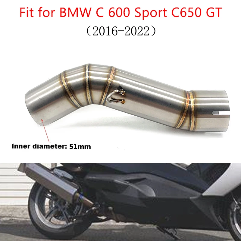 Fit for BMW C 600 Sport C650 GT C650GT 2016-2022 Výfukový únik Motocyklu Modifikovaný Middle Linkpipe Tube Truby Catalyst Delete