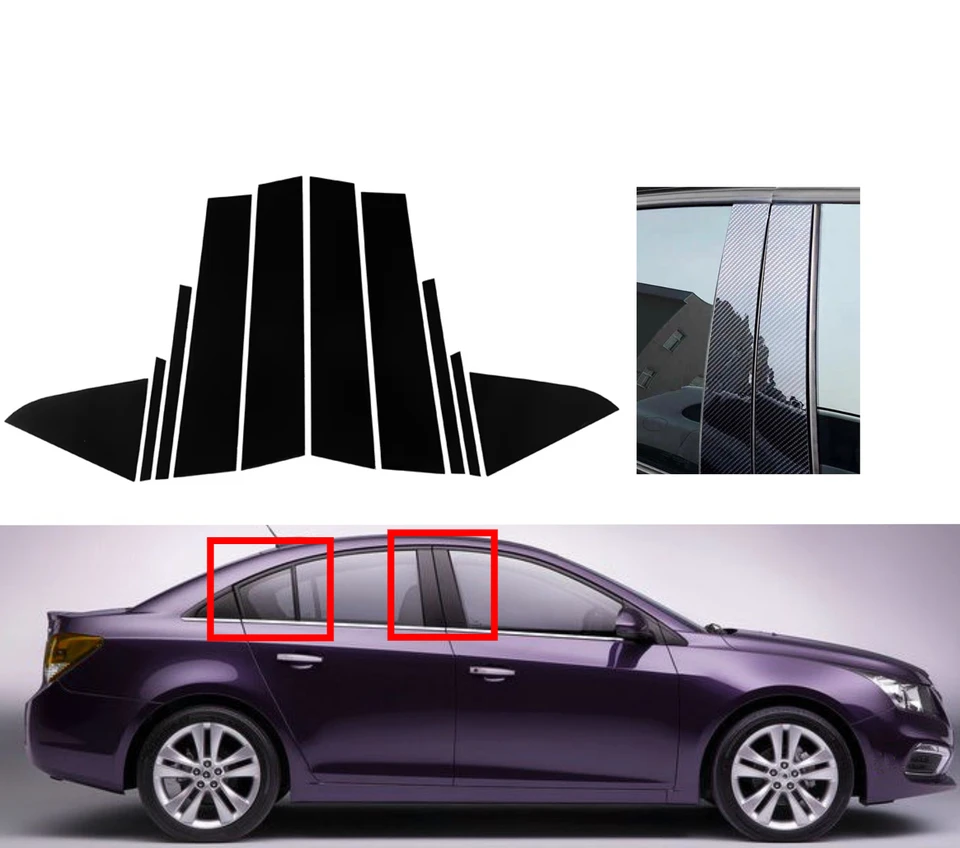 Fit for Chevrolet Cruze 2011 2012 2013 2013 2014 2015 10ks lesklý čierny stĺp stĺp