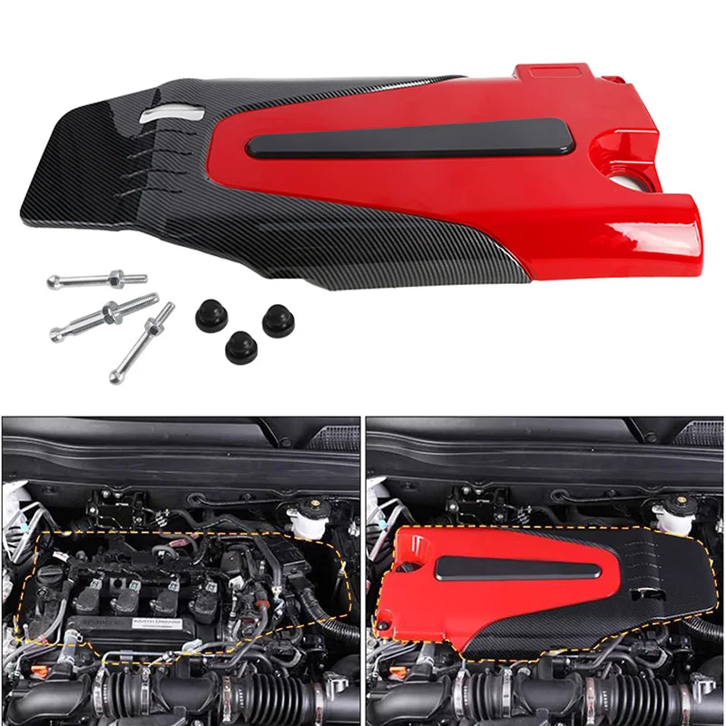 Fit for Honda Civic 2016 2017 2018 2019 2019 2020 2021 Kryt automobilového motora kapota kapucňa Prachový kryt ABS Červené uhlíkové vlákno Zvukový v štýle