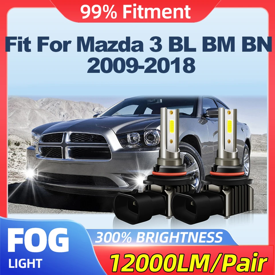 Fit for Mazda 3 BL BM BN 2009-2013 2014 2015 2016 2017 2018 200W CAR FOG Svetlá 24000LM FOG LAMPS 6000K 12V CANBUS Žiadna chyba