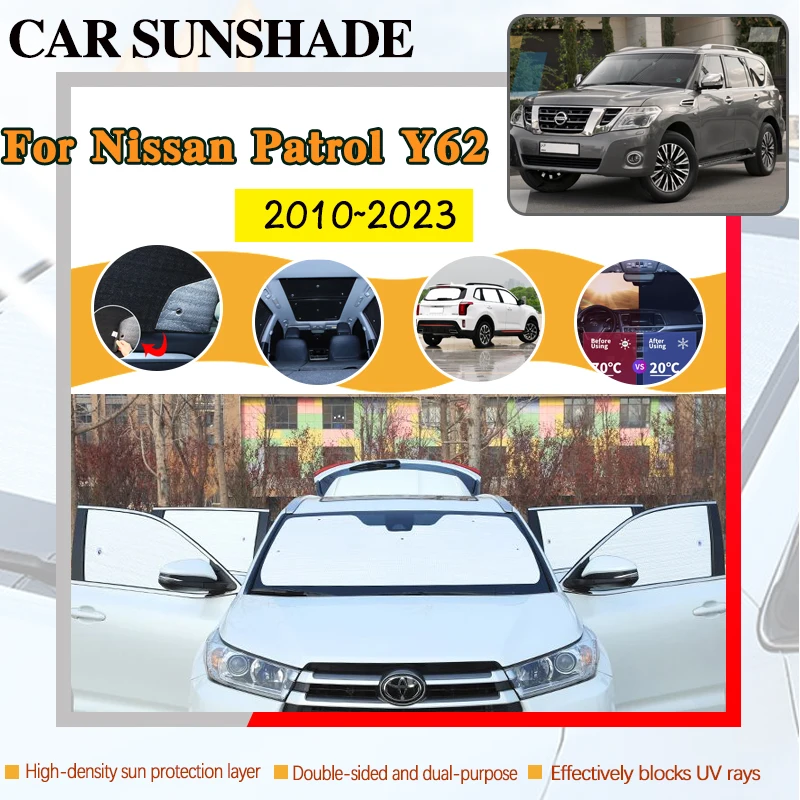 Fit for Nissan Patrol Y62 2010 ~ 2023 Sunshades Auto pokrýva anti-UV opaľovací krém na pokrytie okna Visor príslušenstvo 2022 2021 2020 2019