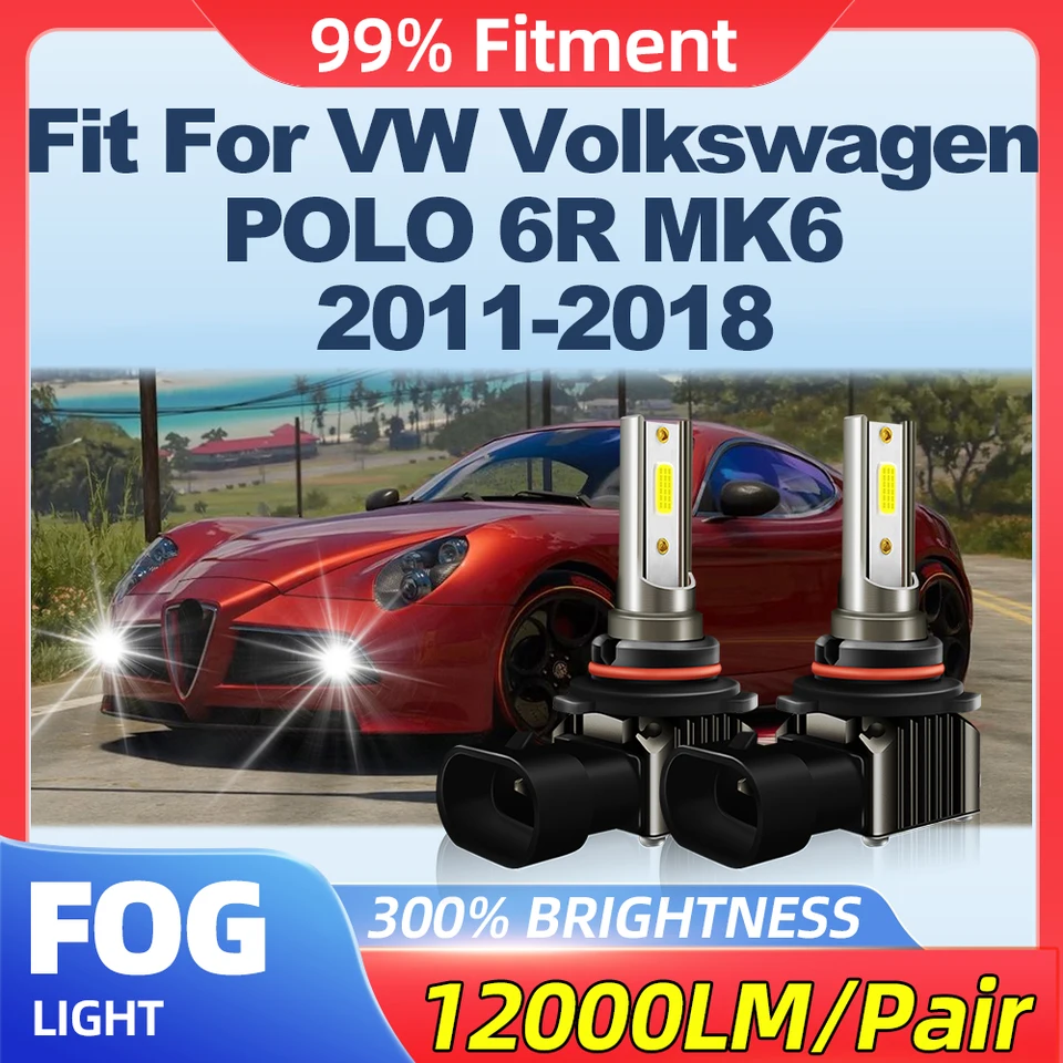 Fit for VW Volkswagen Polo 6R MK6 2011-2016 2017 2018 200W Canbus Fog Lights 24000LM CSP Chips LED hmlové žiarovky 12V 6000K biely