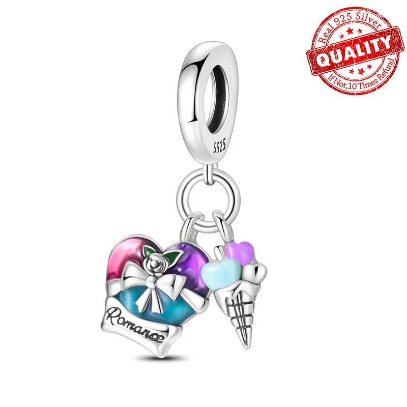 Fit Pandora 925 Originálny náramok 100% S925 Sterling strieborný valentínsky darčekový box pre ženy šperky DIY korálky Originálne