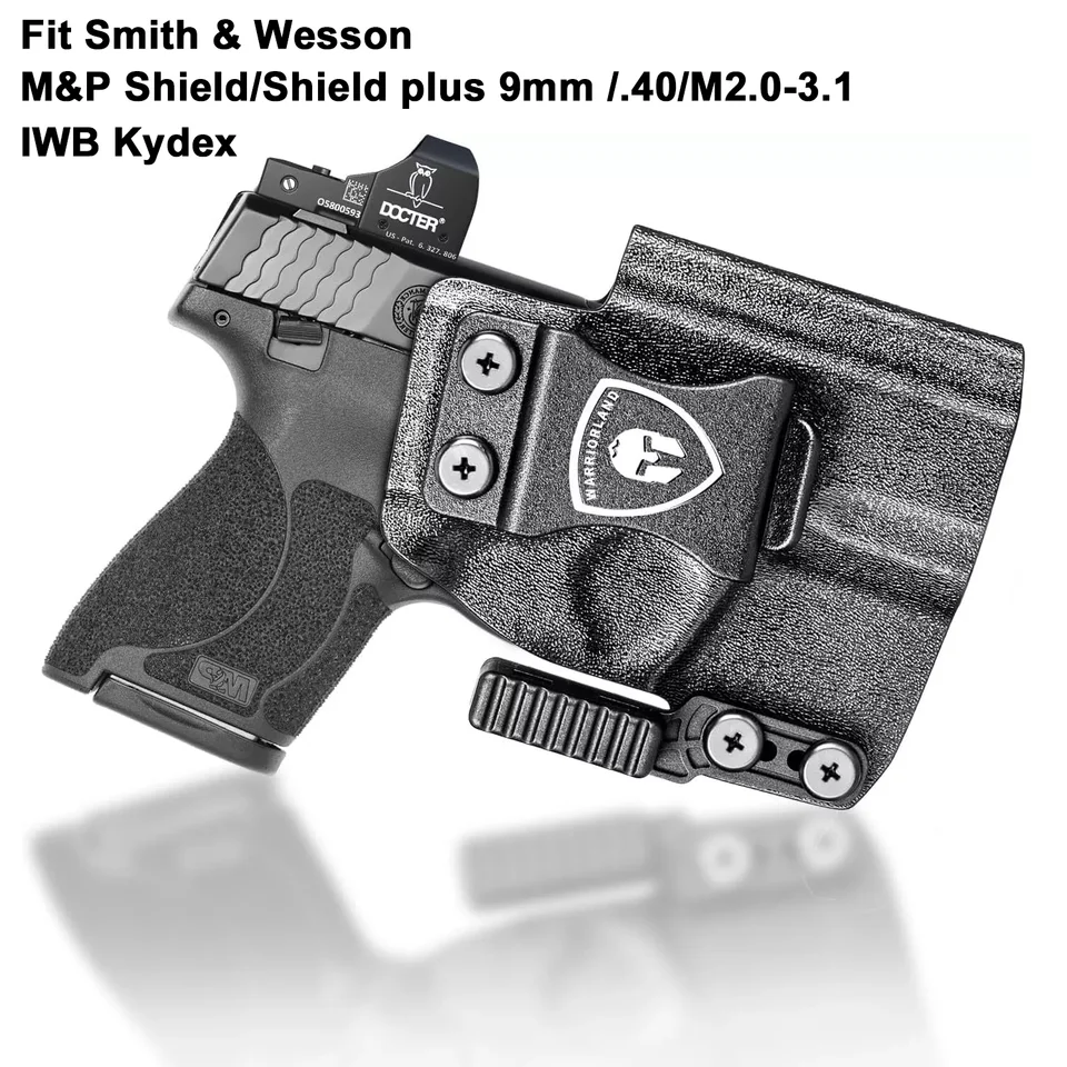 Fit Smith & Wesson M&P Shield/Shield Plus 9 mm /.40/m2.0-3.1,IWB Kydex Polster, Claw & Optic Cut, pravá ruka, nastaviteľná, kliknite na kliknutím na zvuk