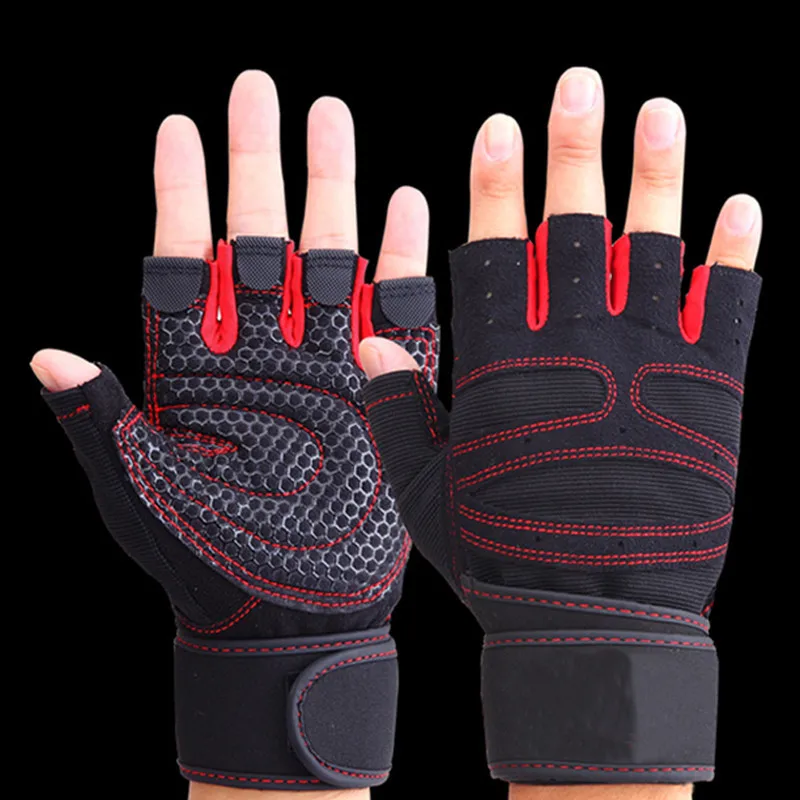 Fitness Half Finger Rukavice muži a ženy na zápach Sport Jackbell jazdiť na nekĺzavom horizontálnom bar