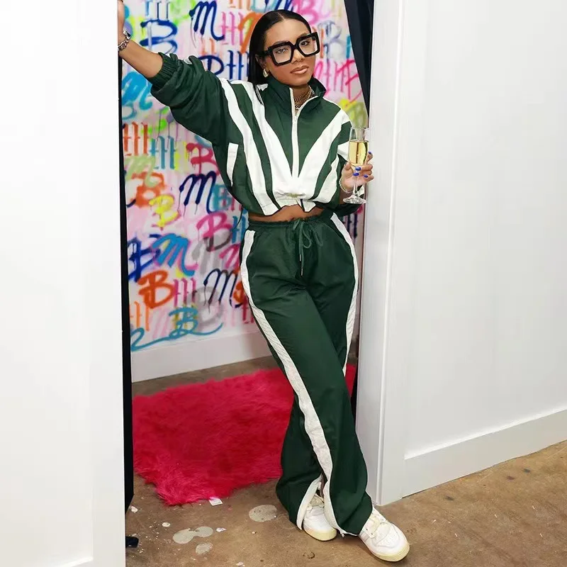 Fitness Women 2 -Piece Set Zipper Fly Coat Side Ptrihové joggingové nohavice Zodpovedajúca súprava 2024 Jesenné cvičenie Activewear Sport Tracksuit
