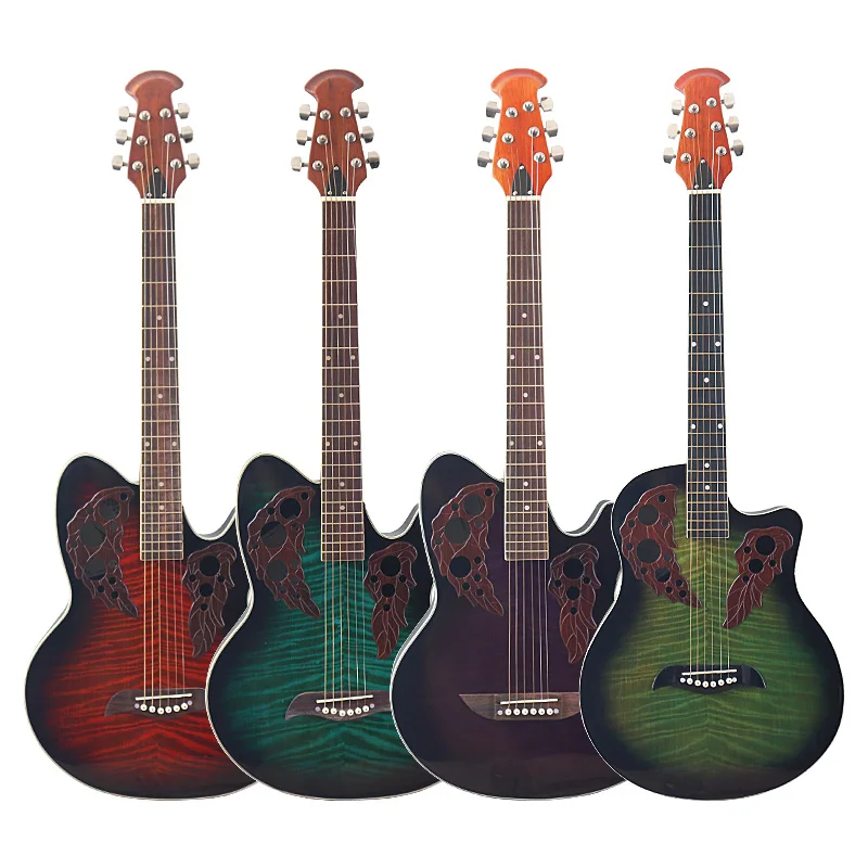 Flame Maple Top akustická gitara 6 strunová ľudová gitara s malými nedostatkami krovia