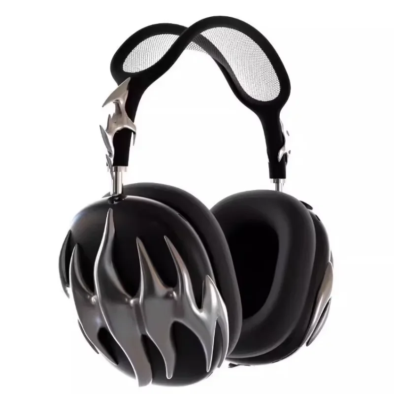 Flame y2k AirPods Max Sedávky kryt Striebro Prispôsobené ručné ochranný kryt dekorácie dekorácie 3D Živové slúchadlá Príslušenstvo