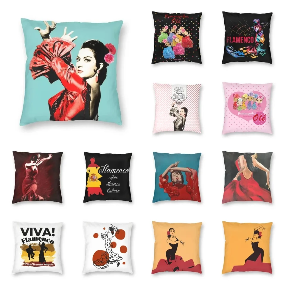 Flamenco Lola Flores Moderný hádzanie vankúšov kryty dekorácie obývacej izby Španielsky tanečník pop art vankúšový kryt vankúš 40 cm 16in