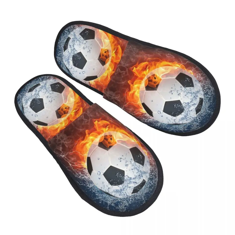 Flaming futbalové futbalové papuče Ženy Útulné pamäťové penové plamene Smyk