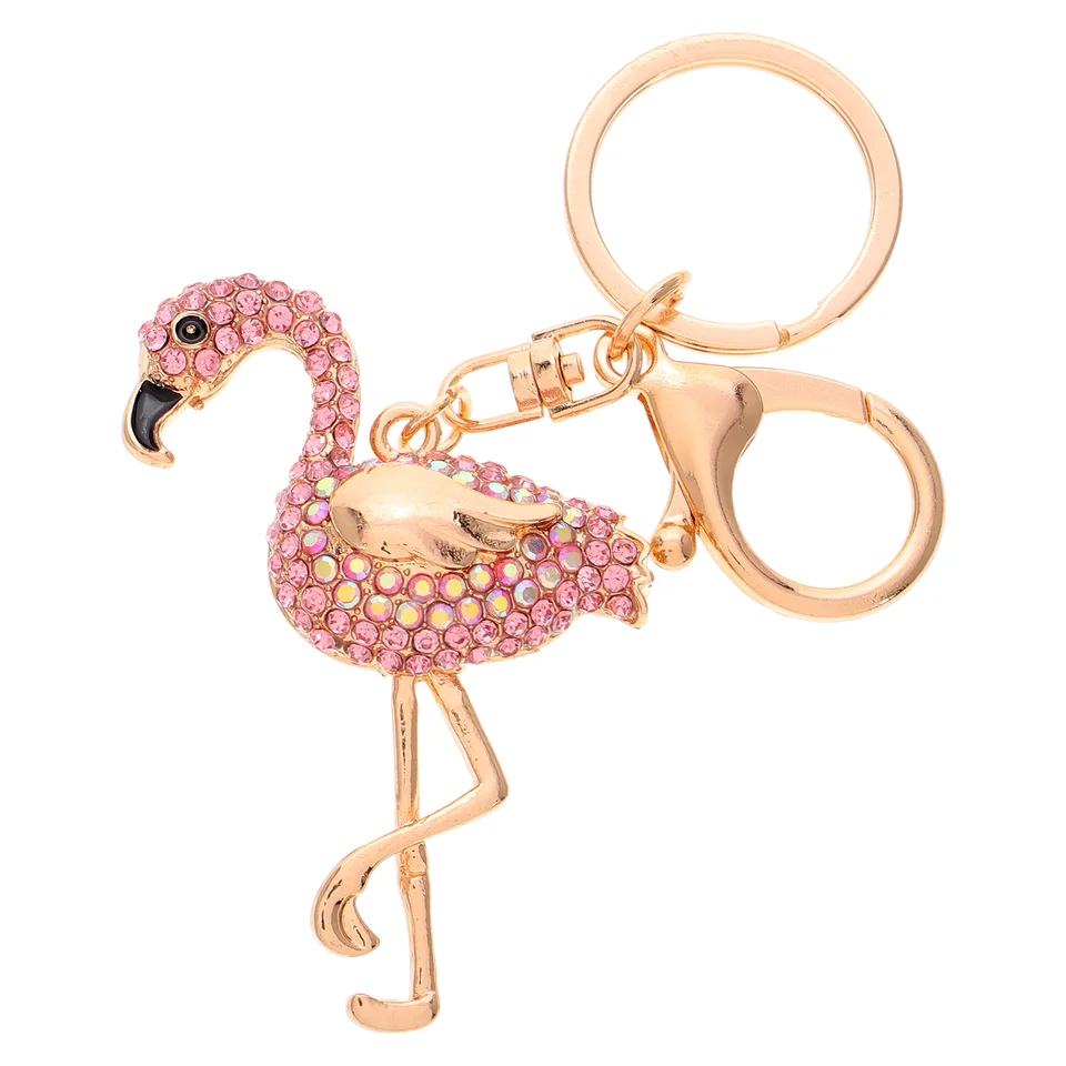 Flamingo Keychain Looket Cute Keychains pre dievčatá kovové ružové blingové tašku kúzlo slečna slečna