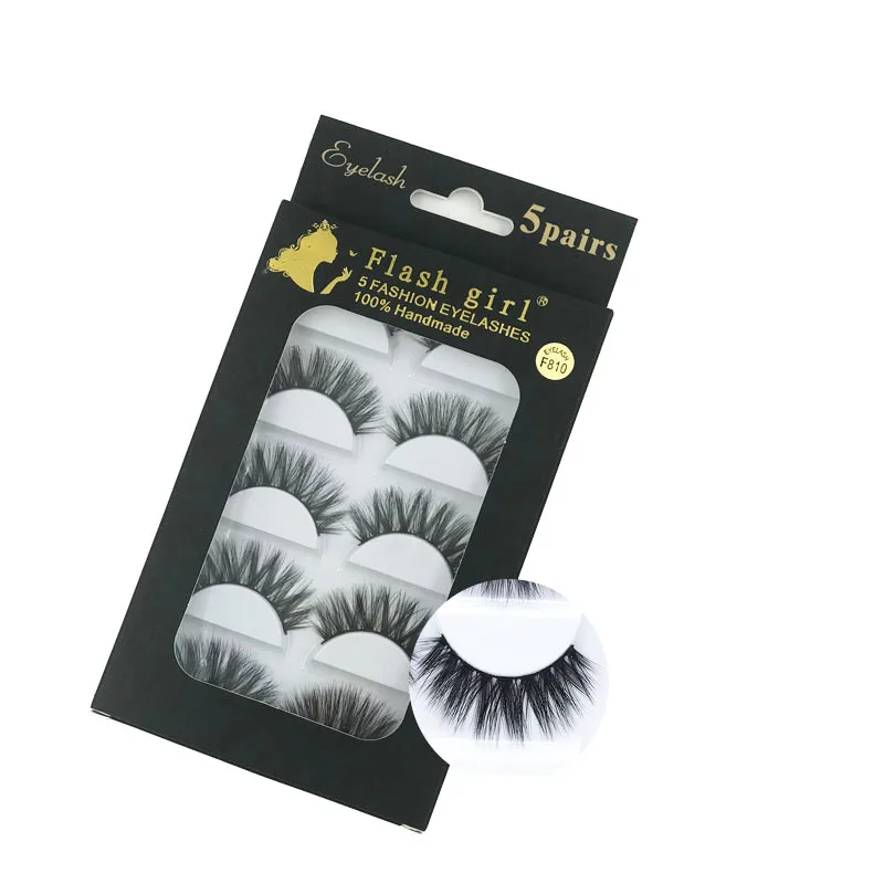 Flash Girl Brand F810 F820 F830 F840 F850 Továreň Veľkoobchod cena 5 modelov 5Pais očné riasy Prírodné 5 párov 3D Mink riasy