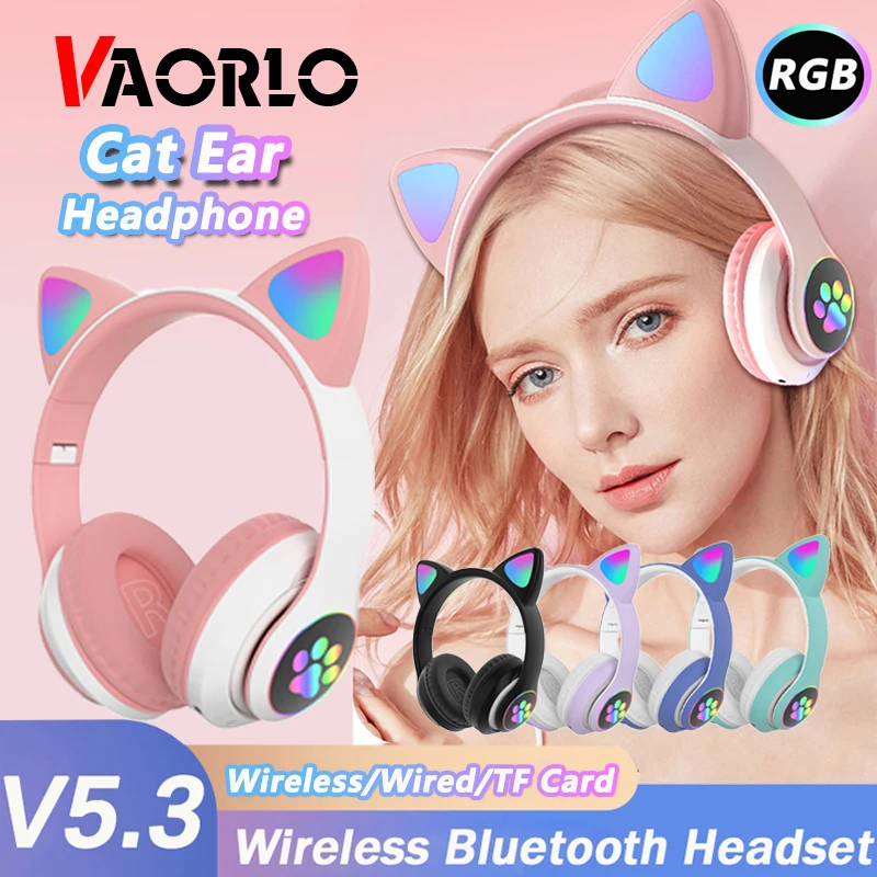 Flash svetlo roztomilé slúchadlá uší pre mačky s mikrofónom dievčatko stereofónne hudobné headset gamer bluetooth pre slúchadlá dievčatka narodeniny darček