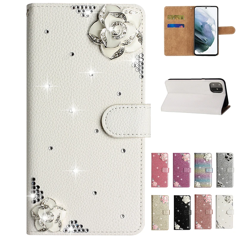 Flash vŕtačka s malými kvetmi peňaženka Luxusné trblietky pre iPhone 16 Pro 15 14 plus 13 12 Mini 11 Pro Max x xr xs Max 7 8
