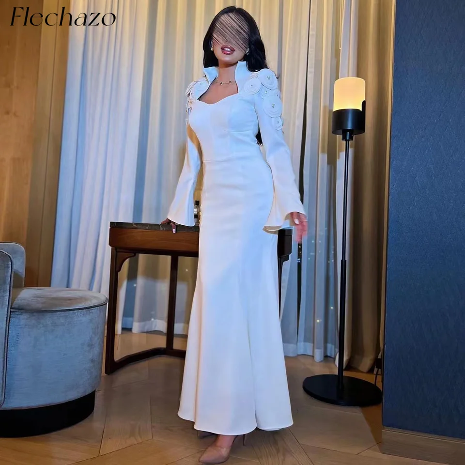 Flechazo biele večerné šaty štvorcový krk na krk členok s celebritami celebrity Formálne párty šaty prispôsobené 2024 ROBES de SOIREE