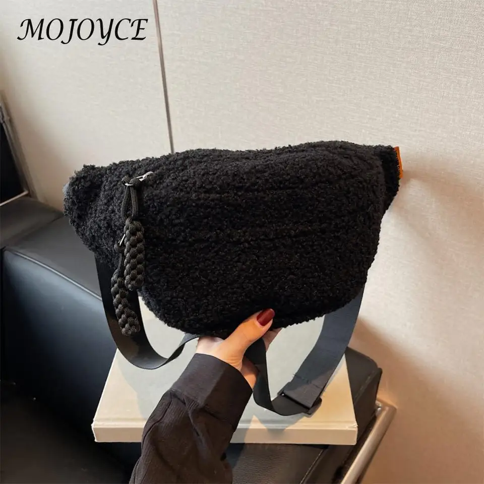 Fleece Sherpa Crossbody Bags for Women Mini všade, kde je taška na opasok malá veľkosť fanny balenie roztomilý zadok bedra pas, cestovná hrudná taška