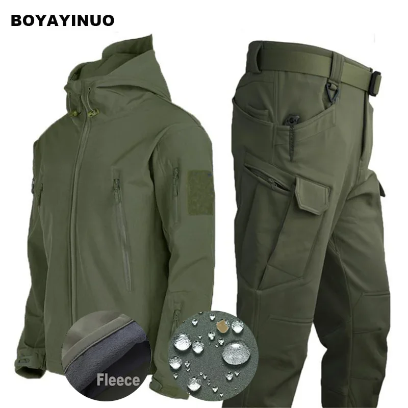 Fleece softshell taktická bunda Men Zimná bunda Witerproof Mens Windbreaker Havárka bunda Men Tactical Suit Tracksuit Autumn