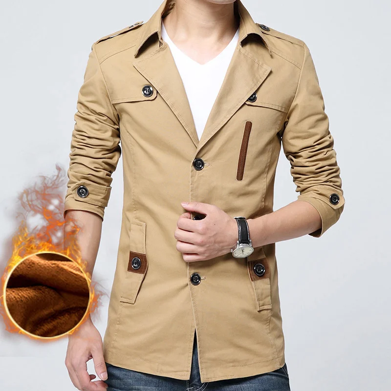 Fleece Trench Coat Men na jeseň zimný plyšový plyšový hustý veterný plutkársky mužský bunda