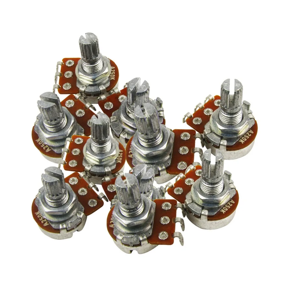 Fleor 10ks Mini Guitar Potentiometer Pot A250K / A500K Tónový ovládací kvetináče