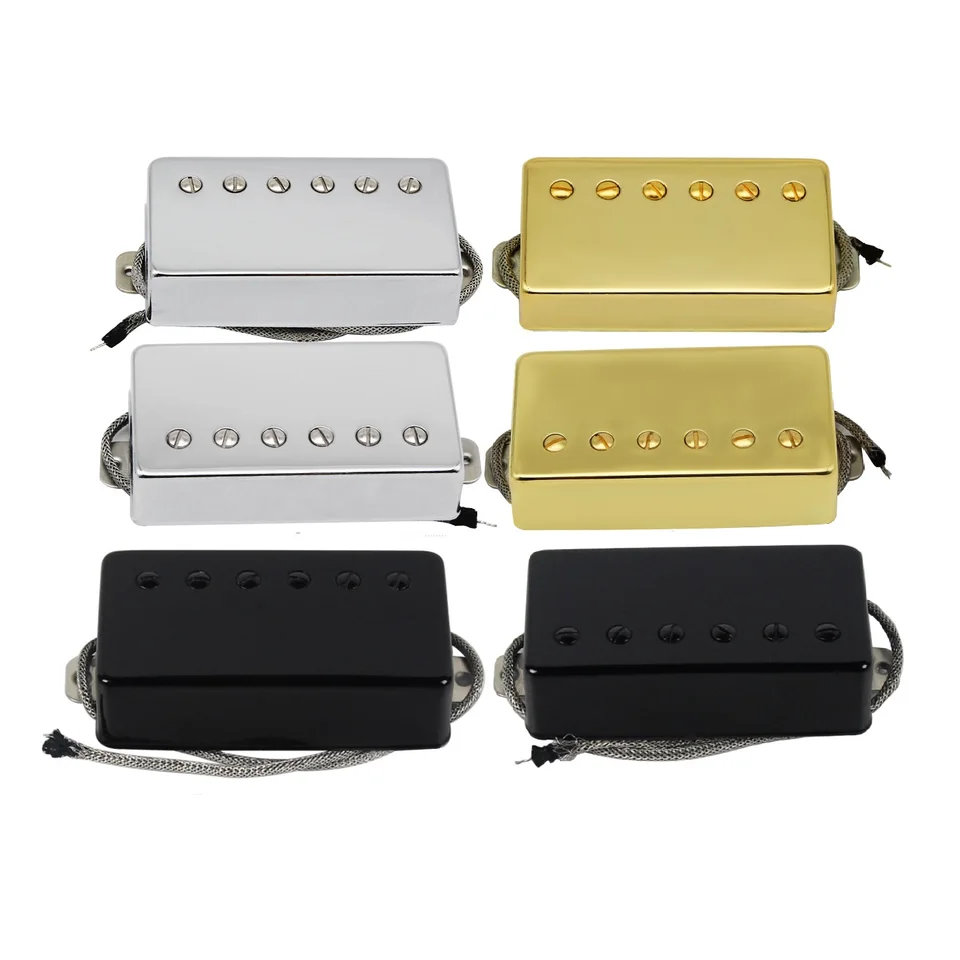 Fleor 2pcs Alnico 5 LP Pickup Guitar Humbucker Neck+Bridge Pickups Set Pre LP Guitar Parts, Chrome /Gold /Black Vyberte